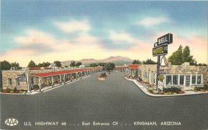 Arizona Kingman Bell Motel roadside US Hwy 66 Smith linen Postcard 22-9323