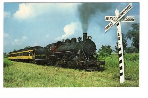 Livonia, Avon & Lakeville Railroad Train at Railway Crossing. New York