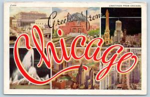 Postcard IL Large Letter Greetings From Chicago Illinois Vintage #9 O13