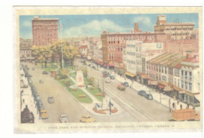 Gore Park And Business Section, Hamilton, Ontario, Vintage Postcard Reproduction
