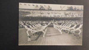 1912 Olympics Mint RPPC Postcard Stockholm Danish Gymnasts 2nd Prize Sweden