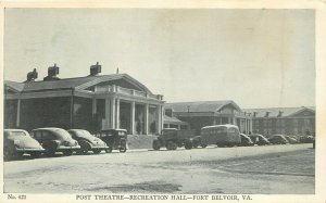 Vintage Postcard; Fort Belvoir VA Army Base Post Theatre Recreation Hall Fairfax