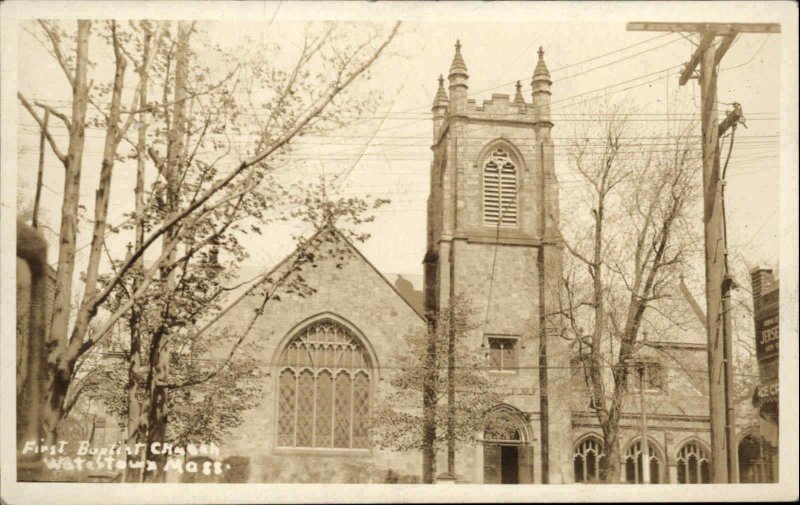 Watertown Massachusetts MA First Baptist Church Real Photo Vintage Postcard