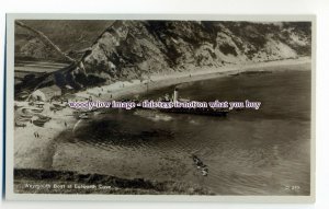 aj0571 - Dorset - Paddle Steamer at Lulworth Cove, from Cliffs - Postcard