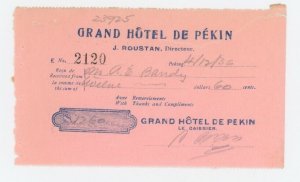 1936 Grand Hotel Pekin China Peking Room Receipt Vintage original 2