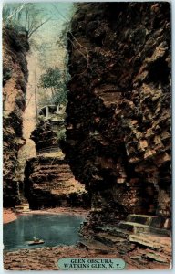 c1910s Watkins Glen, NY Glen Obscura Litho Acmegraph Photo Postcard Rocks A38
