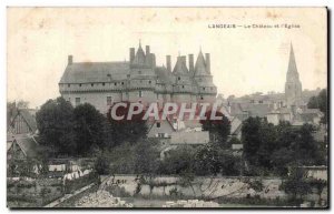 Old Postcard Langeais The castle and L & # 39Eglise