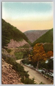 Approaching Waterbury CT Through Naugatuck Valley Hand Colored Postcard P22