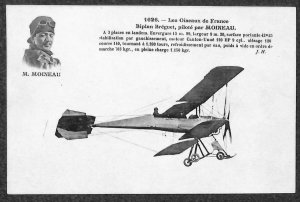 BREGUET BIPLANE M. MOINEAU AIRPLANE AVIATION FRANCE POSTCARD (c. 1910)