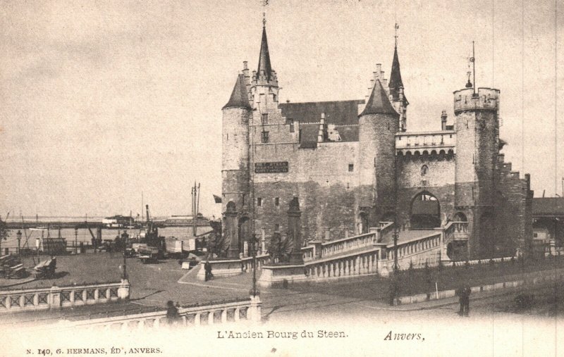 Vintage Postcard 1900's L'Ancien Bourg Du Steen Anvers Hermans Ed Belgium