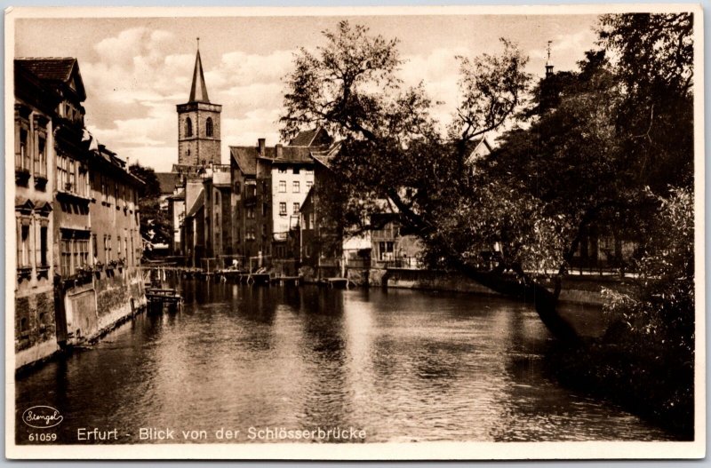 Erfurt Blick Von Der Schlösserbrücke Germany Lake Real Photo RPPC Postcard