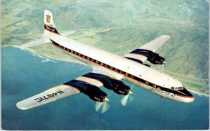 DELTA  C & S AIR  LINES  1956   GOLDEN  CROWN  DC-7  Airliner   Postcard