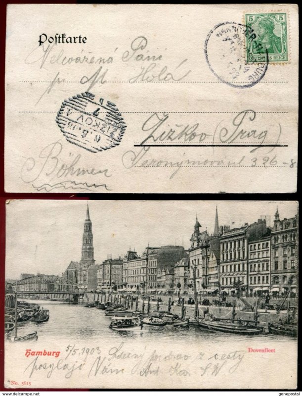 dc3129 - Germany BAHNPOST 1913. HAMBURG Postcard to Zivkov Czechia