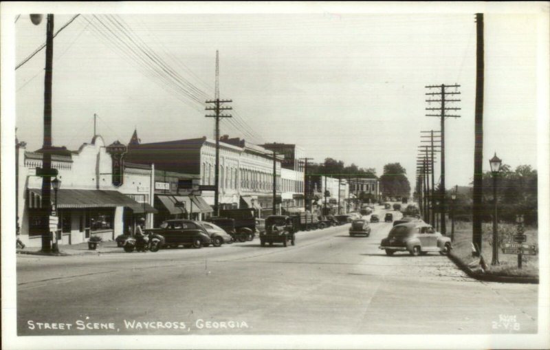 Waycross GA Street Scene Real Photo Postcard - CLINE