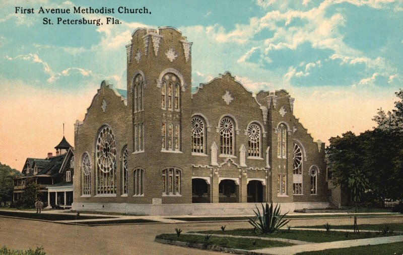 Vintage Postcard 1st Avenue Methodist Church Parish Saint Petersburg Florida FL