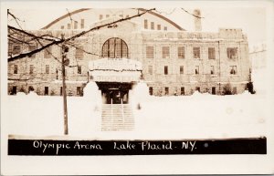 Olympic Arena Lake Placid NY Hockey Rink Unused Real Photo Postcard G40