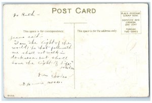 c1910's Christmas Mistletoe Angel And Children Pine Cone Bells Embossed Postcard