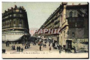 Old Postcard Marseille Rue de la Republique Tramway