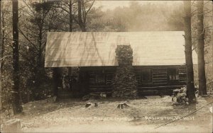 Arlington Vermont VT Roaring Branch Camp Log Cabin Real Photo Vintage Postcard