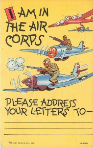 Postcard 1940s Ray Walters Air Corps Military comic humor Teich linen TR24-1360