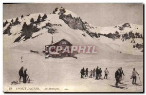 Old Postcard of Sports & # 39hiver In Mountain Skis