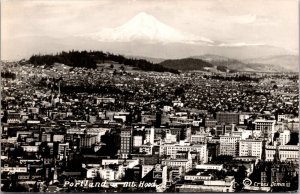 Real Photo Postcard View of Mt. Hood and Portland, Oregon