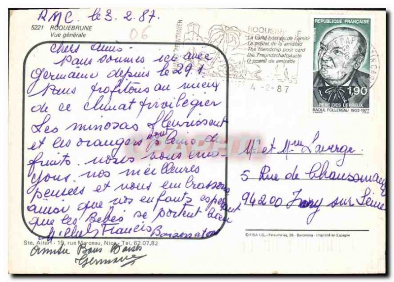 Modern Postcard Roquebrune general view
