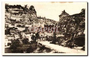 Old Postcard Rocamadour The Rock from the road of Cahors