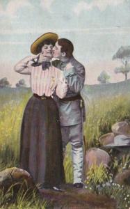 Romantic Couple Embracing 1908