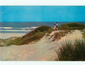 Bathers Swimming Beach Sand Dunes Ocean Waves  Postcard # 8460