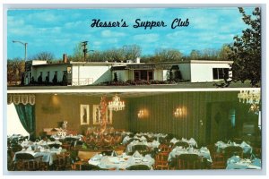 Oshkosh Wisconsin Postcard Hesser's Supper Club Restaurant c1960 Vintage Antique