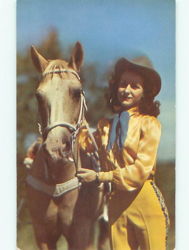 1960's Western COWGIRL WOMAN WITH HER HORSE AC6413