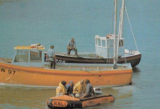 Port Isaac Fishermen Lifeboat Life Savers Grovery Drug Store Postcard