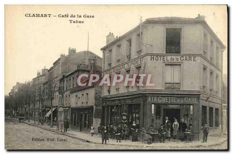 Old Postcard Clamart Cafe de la Gare Tobacco TOP