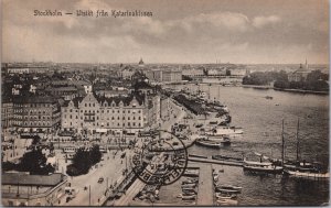 Sweden Stockholm Utsikt Fran Katarinahissen Vintage Postcard C098