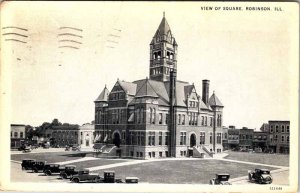 Postcard BUILDING SCENE Robinson Illinois IL AM5746