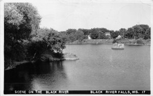 J8/ Black River Falls Wisconsin RPPC Postcard c1957 Black River Boats  216