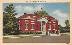 Toccoa Georgia~US Post Office~Billboards on Sidewalk~Flag on Roof~1940s Linen Pc