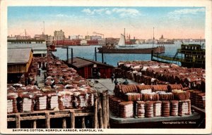 Postcard Shipping Cotton from the Norfolk Harbor in Norfolk, Virginia