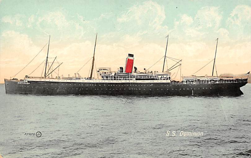 SS Dominion Dominion Line Ship Writing on back Topics Other