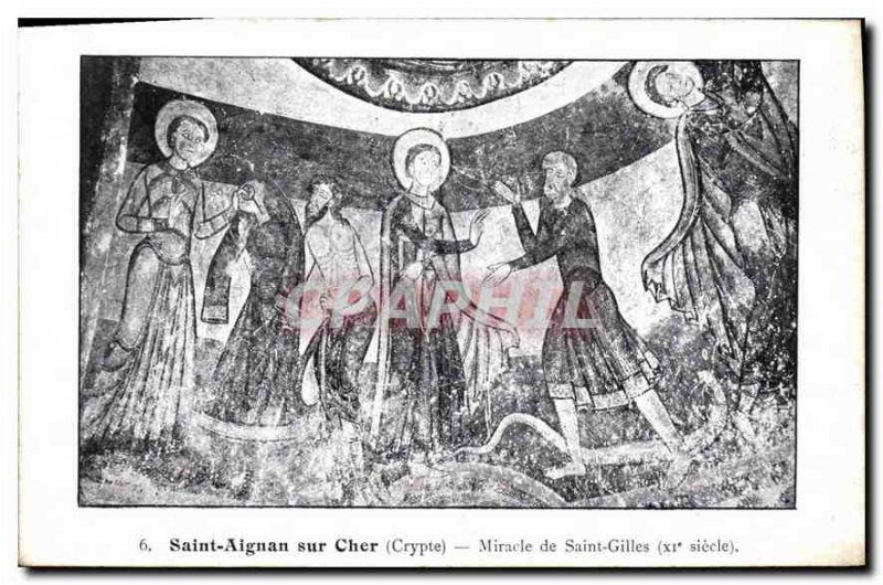 Postcard Old Saint Aignan Crypt Miracle of Saint Gilles