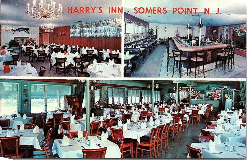 Postcard NJ Somers Point Multiview Interior Harry's Inn B9