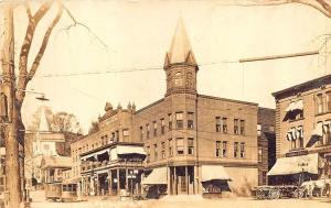 Springfield VT Street View Store Fronts Trolley Horse Wagon Real Photo Postcard