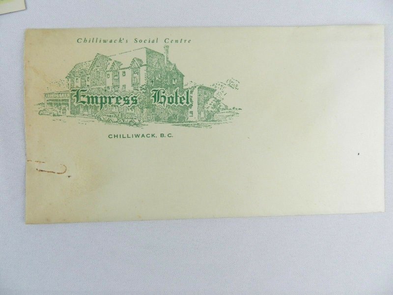 Harrison Hot Springs Menu Brochure British Columbia Letter & Envelope 1948 