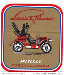 VOITURETTA 1905 LAURIN & KLEMENT AUTO MANUFACTURING LABEL CZECHOSLOVAKIA
