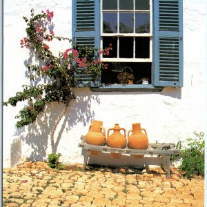 c1997 Spain Mediterranean Terra House Window Flowers Jugs Cobblestone Lg PC M28