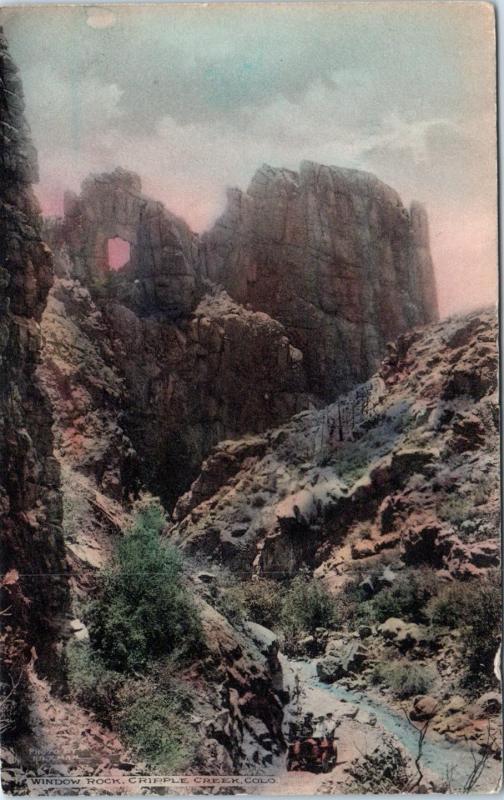 CRIPPLE CREEK, CO Colorado   WINDOW ROCK & Creek   c1910s  Handcolored Postcard