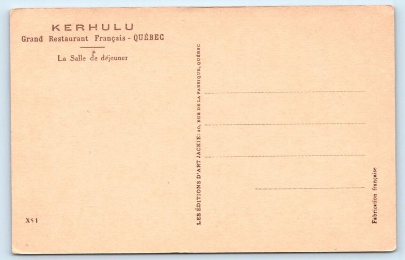 QUEBEC Kerhulu Grand Restaurant interior CANADA Postcard