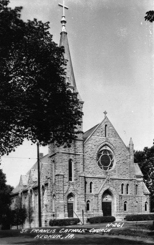 Real Photo Postcard St. Francis Catholic Church in Keokuk, Iowa~122129