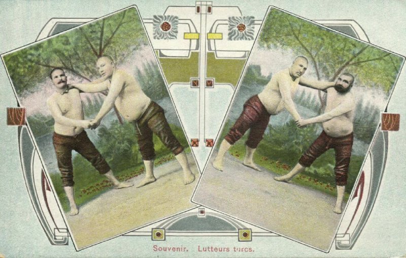 turkey, Native Turkish Wrestlers, Wrestling (1910s) Fruchtermann 198 Postcard